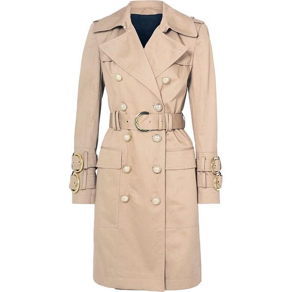 women's trench coats high-quality 2021 brand fashion khaki double-breasted lapel long-sleeved cufflinks belt slim white women coat, Tan;black
women's trench coats high-quality 2021 brand fashion khaki double-breasted lapel long-sleeved cufflinks belt slim white women coat, Tan;black