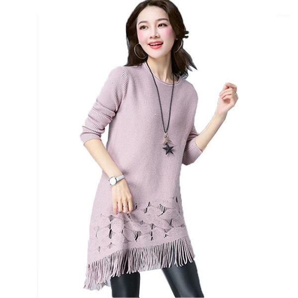 women's sweaters autumn winter spring long knit sweater round neck tassel pullover ladies dress vestidos a505, White;black
women's sweaters autumn winter spring long knit sweater round neck tassel pullover ladies dress vestidos a505, White;black