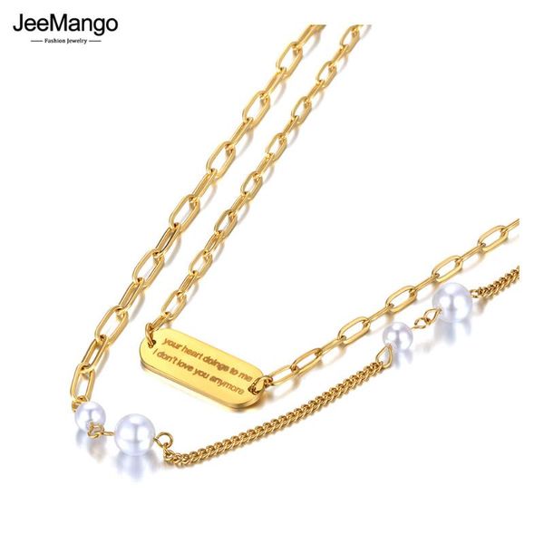 chains jeemango 18k gold stainless steel double layer choker necklace fashion white pearl link chain pendant jewelry for women jn21178, Silver
chains jeemango 18k gold stainless steel double layer choker necklace fashion white pearl link chain pendant jewelry for women jn21178, Silver