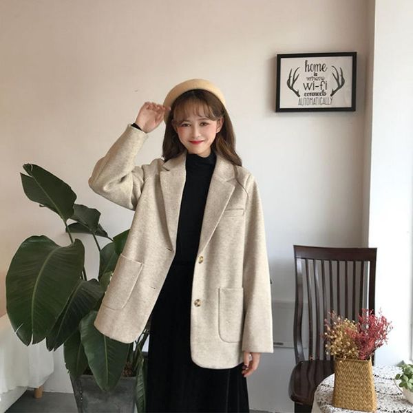 women's wool & blends fall/winter woolen suit jacket fashion chic lapel pocket elegant single breasted ladies harajuku 2021 coat, Black
women's wool & blends fall/winter woolen suit jacket fashion chic lapel pocket elegant single breasted ladies harajuku 2021 coat, Black