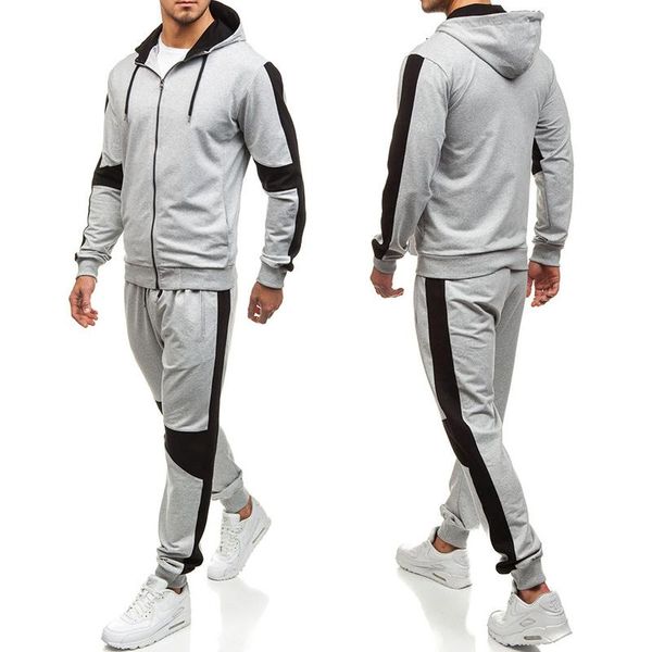 men's tracksuits 2021 men sets patchwork zipper sweatshirt + sweatpants hooded sweatshirts causal 2 pieces tracksuit clothing ropa homb, Gray
men's tracksuits 2021 men sets patchwork zipper sweatshirt + sweatpants hooded sweatshirts causal 2 pieces tracksuit clothing ropa homb, Gray