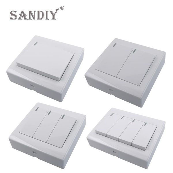 smart home control light switch wall mount white panel surface mounted power supply switches 2 1 light1/2 way 10a sandiy