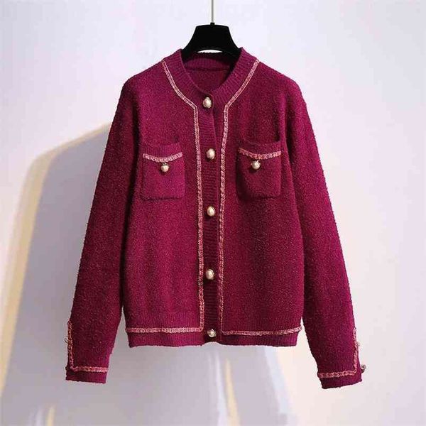 sweater cardigans for women winter knit jackets pearl beading gold stitch elegant coat streetwear 210430, White
sweater cardigans for women winter knit jackets pearl beading gold stitch elegant coat streetwear 210430, White