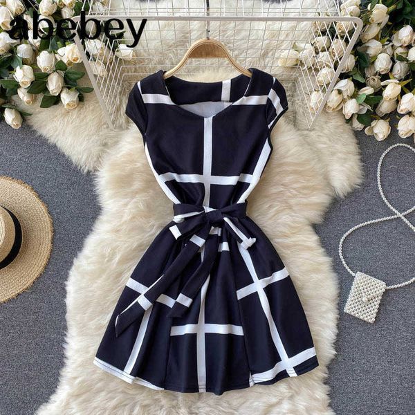 women elegant french dress v neck short sleeve sashes office dresses summer fashion streetwear midi dress 210715, Black;gray
women elegant french dress v neck short sleeve sashes office dresses summer fashion streetwear midi dress 210715, Black;gray