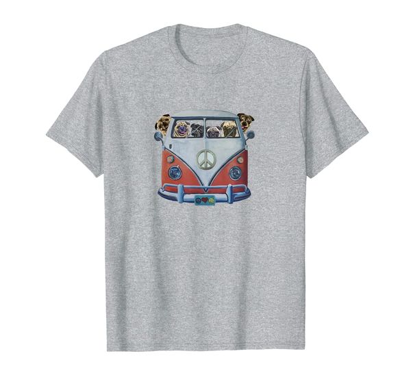 pug shirt, hippie van pug shirt, funny pug t-shirt, White;black