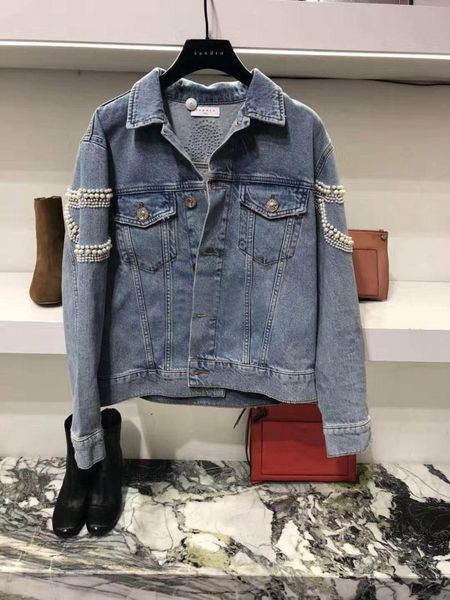 women's jackets inspired bead denim jacket bomber vintage coat pearl decorate cotton 2021outwear women winte, Black;brown
women's jackets inspired bead denim jacket bomber vintage coat pearl decorate cotton 2021outwear women winte, Black;brown