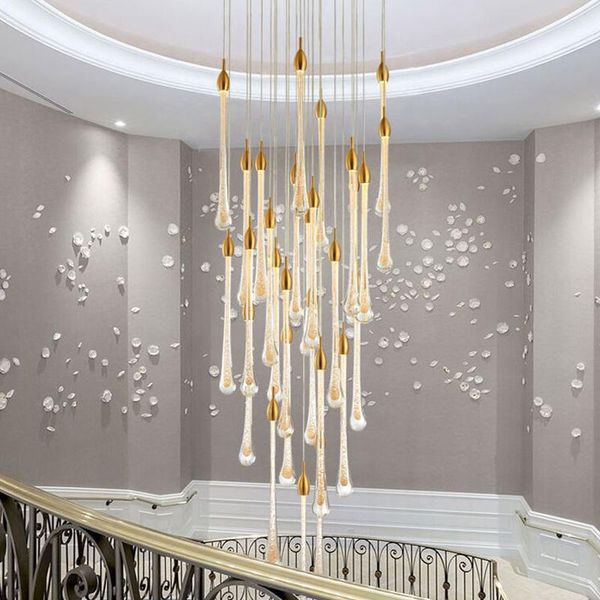 luxury modern crystal chandelier water drop staircase golden design led lamp long villa lobby hanging lighting fixt pendant lamps
luxury modern crystal chandelier water drop staircase golden design led lamp long villa lobby hanging lighting fixt pendant lamps