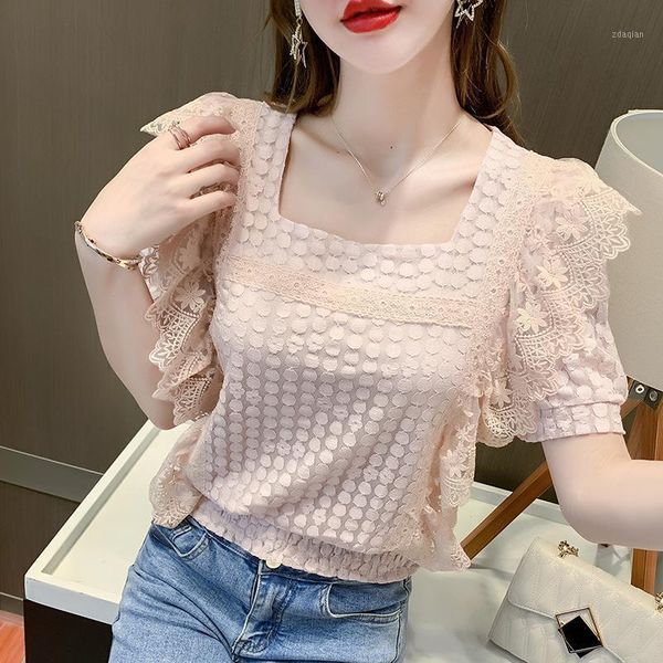 women's blouses & shirts arrivals 2021 summer short-sleeve women blouse shirt fashion casual square collar lace elegant slim office la, White
women's blouses & shirts arrivals 2021 summer short-sleeve women blouse shirt fashion casual square collar lace elegant slim office la, White
