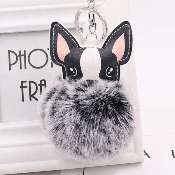 fluffy rabbit fur ball french bulldog keychain pompom key chain pu leather animal dog keyring holder bag charm trinket chaveiros, Silver
fluffy rabbit fur ball french bulldog keychain pompom key chain pu leather animal dog keyring holder bag charm trinket chaveiros, Silver