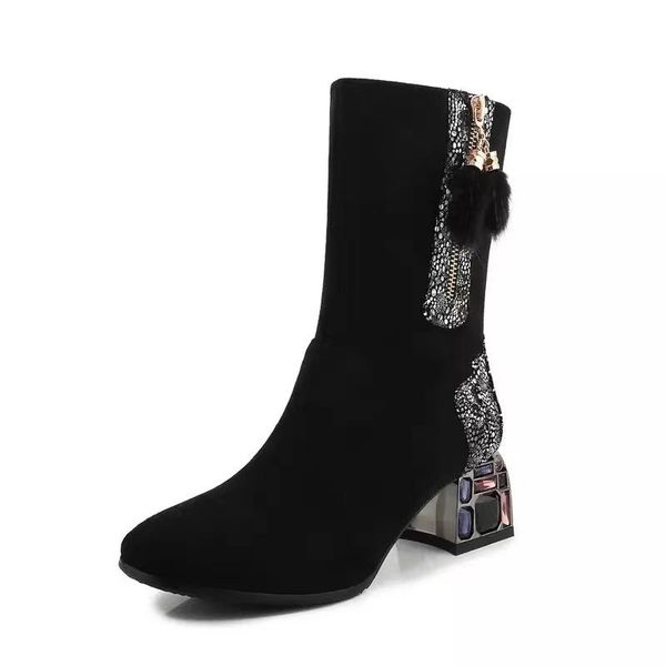 boots autumn and winter genuine fur women's comfortable shallow mouth round toe zipper simple sweet wild, Black
boots autumn and winter genuine fur women's comfortable shallow mouth round toe zipper simple sweet wild, Black
