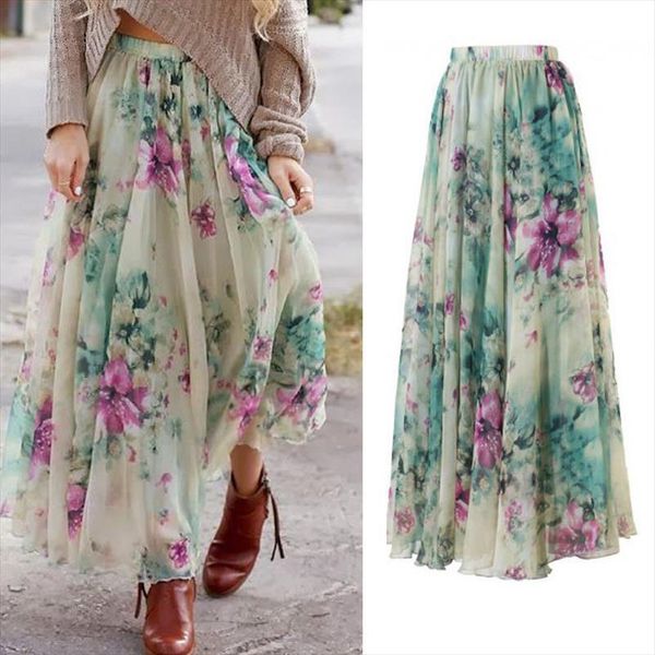 summer chiffon floral womens skirt high waist maxi green flared pleated long casual beach, Black
summer chiffon floral womens skirt high waist maxi green flared pleated long casual beach, Black