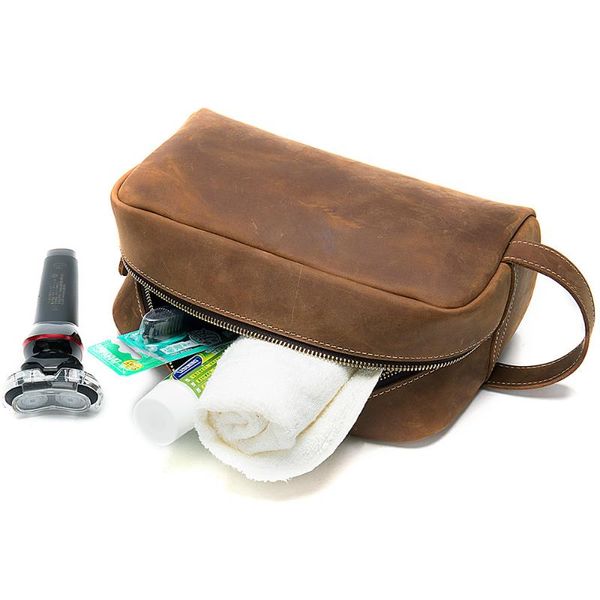 crazy horse cow leather cosmetic bag male waterproof makeup travel toiletry zipper large capacity wash organizer bags & cases
crazy horse cow leather cosmetic bag male waterproof makeup travel toiletry zipper large capacity wash organizer bags & cases