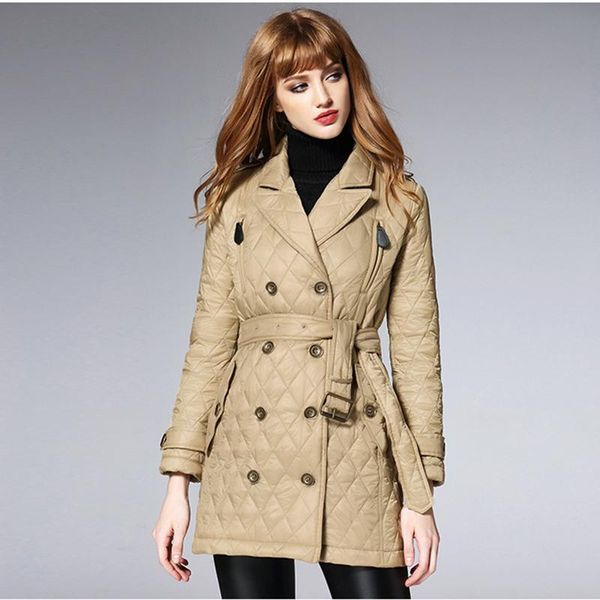 women's trench coats 2021 classic autumn winter style suit collar diamond double breasted cotton padded women mid-length windbreakers c, Tan;black
women's trench coats 2021 classic autumn winter style suit collar diamond double breasted cotton padded women mid-length windbreakers c, Tan;black