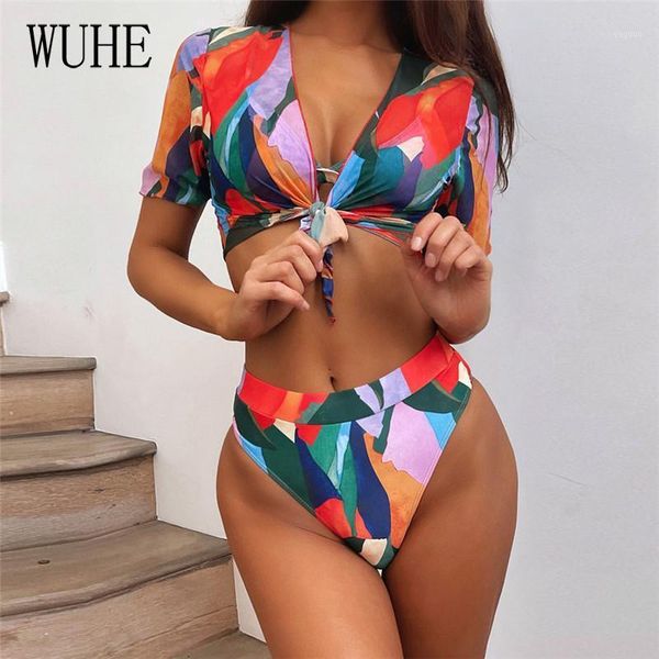 colorful swim female swimsuit high waist bikini women swimwear short sleeve bather bathing suit two-pieces set women's, White;black
colorful swim female swimsuit high waist bikini women swimwear short sleeve bather bathing suit two-pieces set women's, White;black