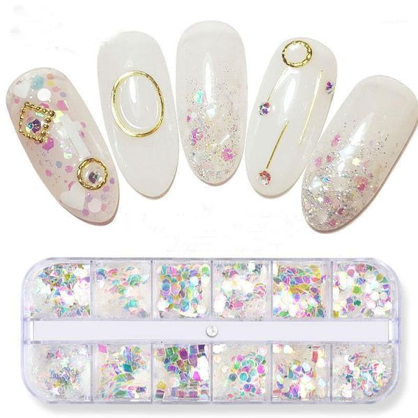 12grids/box mermaid nail art decoration holographic acrylic transparent paillete glitter flake for manicure decoration1, Silver;gold
12grids/box mermaid nail art decoration holographic acrylic transparent paillete glitter flake for manicure decoration1, Silver;gold