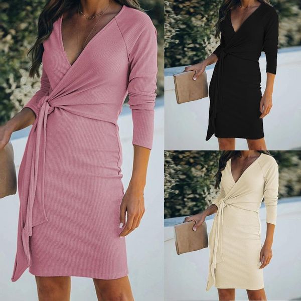 casual dresses women dress autumn knitted v-neck solid slim waistband long sleeve party with belt elegant midi #xy, Black;gray
casual dresses women dress autumn knitted v-neck solid slim waistband long sleeve party with belt elegant midi #xy, Black;gray
