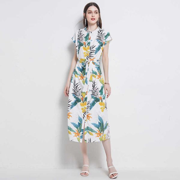 women summer designer floral print shirt dress fashion casual party robe female vintage loose slim midi dress vestidos 210525, Black;gray
women summer designer floral print shirt dress fashion casual party robe female vintage loose slim midi dress vestidos 210525, Black;gray