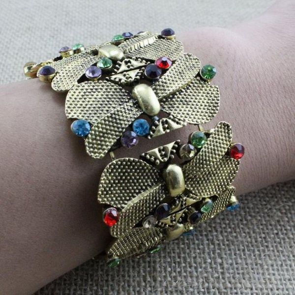bangle fashion antique gold color bracelet alloy metal colorful glass bead crystal rhinestone for women jewelry, Black
bangle fashion antique gold color bracelet alloy metal colorful glass bead crystal rhinestone for women jewelry, Black