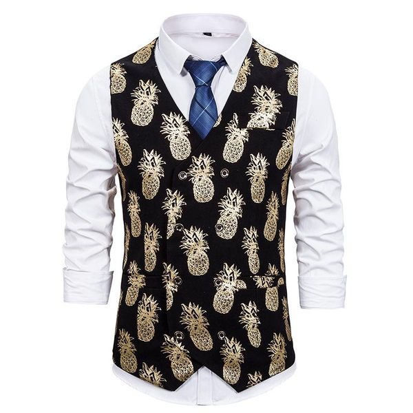 men's vests men vest personality bronzing print double breasted male costumes party dress arrival silver gold, Black;white
men's vests men vest personality bronzing print double breasted male costumes party dress arrival silver gold, Black;white