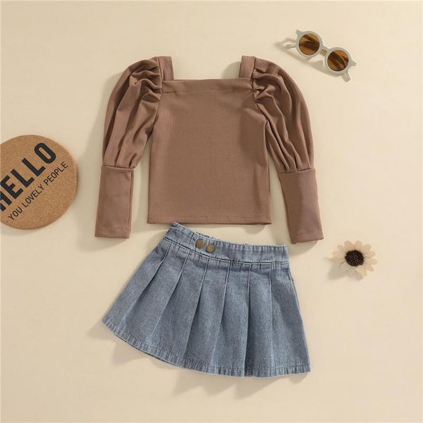 clothing sets kids girls fashion 2pcs outfit classic solid color ribbed long sleeve square collar t-shirt and denim pleated skirt 1-5years, White
clothing sets kids girls fashion 2pcs outfit classic solid color ribbed long sleeve square collar t-shirt and denim pleated skirt 1-5years, White