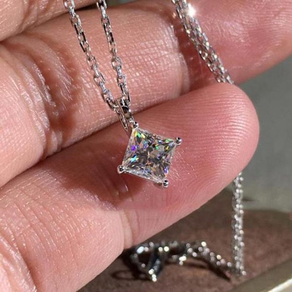 pendant necklaces huitan minimalist women necklace inlay princess cut cz simple style female daily wear party fashion jewelry, Silver
pendant necklaces huitan minimalist women necklace inlay princess cut cz simple style female daily wear party fashion jewelry, Silver