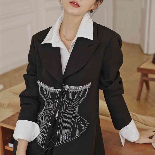 women's suits & blazers fashion black designer blazer women bandage fall jacket print tunic ladies suit coats and jackets aut bwkh, White;black
women's suits & blazers fashion black designer blazer women bandage fall jacket print tunic ladies suit coats and jackets aut bwkh, White;black