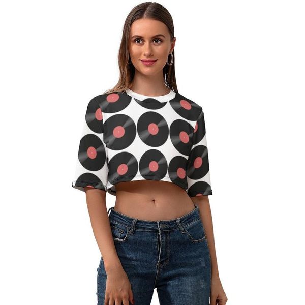 women's t-shirt vinyl record crop tshirt short sleeve lady t shirt street wear fashion o neck print polyester tee, White
women's t-shirt vinyl record crop tshirt short sleeve lady t shirt street wear fashion o neck print polyester tee, White