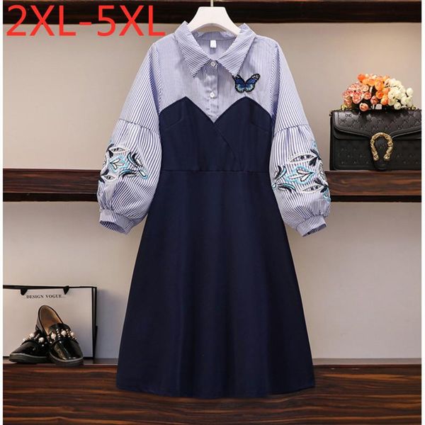 plus size dresses 2xl-5xl dress for women 2021 autumn turn-down collar large loose embroidery striped patchwork, Black
plus size dresses 2xl-5xl dress for women 2021 autumn turn-down collar large loose embroidery striped patchwork, Black