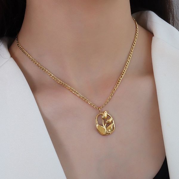 classic tulip flower 18k gold plated pendant necklaces 40+5cm long women girls jewelry pendants christmas gift p1095, Silver
classic tulip flower 18k gold plated pendant necklaces 40+5cm long women girls jewelry pendants christmas gift p1095, Silver