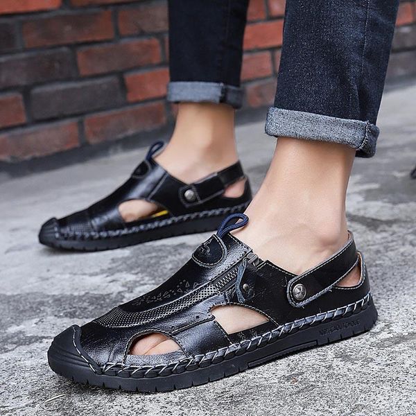 sandals summer genuine leather shoes men handmade classic for male soft work beach sandalias sandal slides size 38-48, Black
sandals summer genuine leather shoes men handmade classic for male soft work beach sandalias sandal slides size 38-48, Black