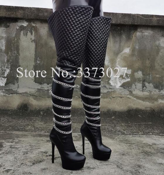 boots woman fashion design chains decor long lady black leather platform thigh high female banquet dropship
boots woman fashion design chains decor long lady black leather platform thigh high female banquet dropship