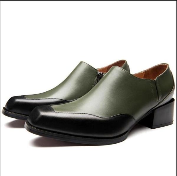 dress shoes mens business formal wear retro square head leather korean fashion contrast stitching zipper, Black
dress shoes mens business formal wear retro square head leather korean fashion contrast stitching zipper, Black