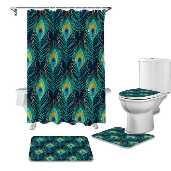 shower curtains 4pcs/set peacock feather cyan print curtain waterproof bathroom toilet cover mat non-slip rug set bathtub decor
shower curtains 4pcs/set peacock feather cyan print curtain waterproof bathroom toilet cover mat non-slip rug set bathtub decor