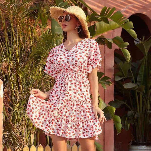 dresses ladies sxey v neck print ruffles women short sleeve lace up slim fashion spring summer 2jbm, Black;gray
dresses ladies sxey v neck print ruffles women short sleeve lace up slim fashion spring summer 2jbm, Black;gray