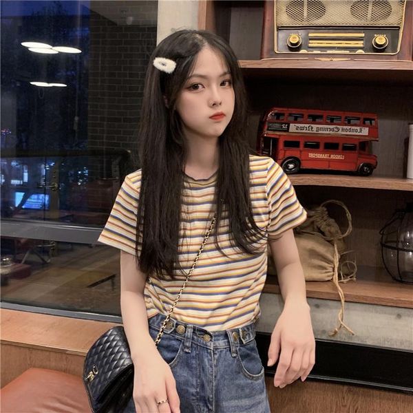 women's t-shirt summer 2021 chic elegant striped sense non-mainstream ins all-matching slim fit slimming short sleeve, White
women's t-shirt summer 2021 chic elegant striped sense non-mainstream ins all-matching slim fit slimming short sleeve, White