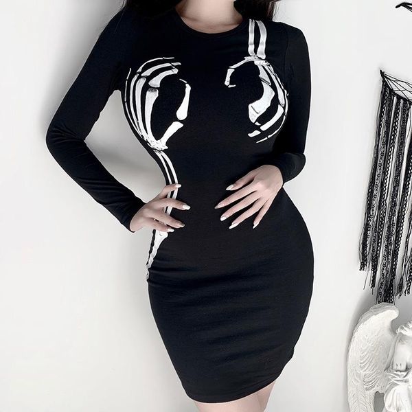 woman gothic dress dark style print o-neck slim body dresses women push up hip stretch sheath clothes 2021 aesthetic casual, Black;gray
woman gothic dress dark style print o-neck slim body dresses women push up hip stretch sheath clothes 2021 aesthetic casual, Black;gray