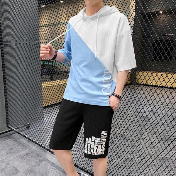 men's tracksuits short-sleeved hooded t-shirt trendy young students fashion personality + shorts suit casual loose 2-piece set, Gray
men's tracksuits short-sleeved hooded t-shirt trendy young students fashion personality + shorts suit casual loose 2-piece set, Gray