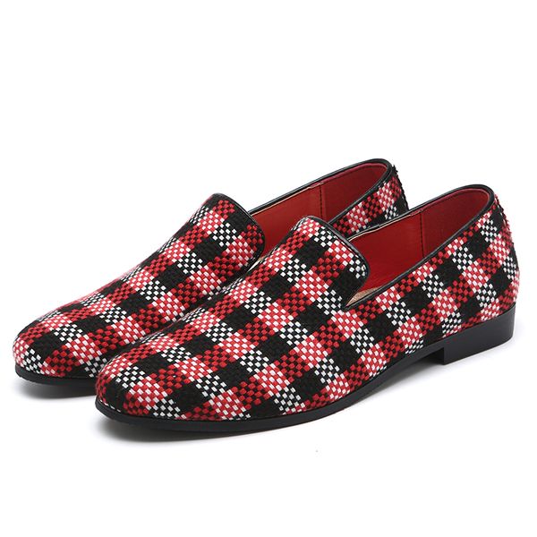 Hot Slip On Office Work Shoes for Male British Style Designer Plaid Pattern Leather Shoes Loafers Business Flats Casual Shoes, Red
Hot Slip On Office Work Shoes for Male British Style Designer Plaid Pattern Leather Shoes Loafers Business Flats Casual Shoes, Red