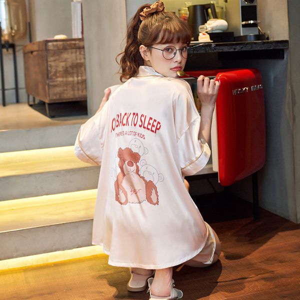 girl pajama spring and summer ice silk short sleeve korean cute 2021 home wear two suit, Black;red
girl pajama spring and summer ice silk short sleeve korean cute 2021 home wear two suit, Black;red