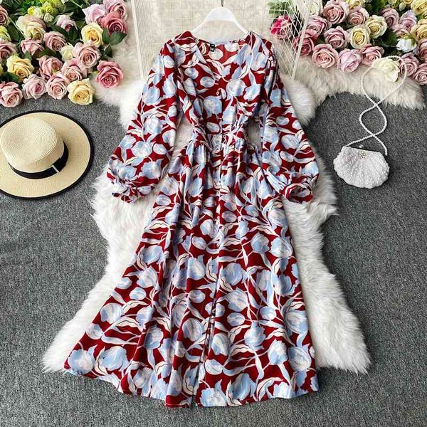 ladies spring summer casual print dress high waist v neck long puff sleeve vintage seaside women's 210520, Black;gray
ladies spring summer casual print dress high waist v neck long puff sleeve vintage seaside women's 210520, Black;gray