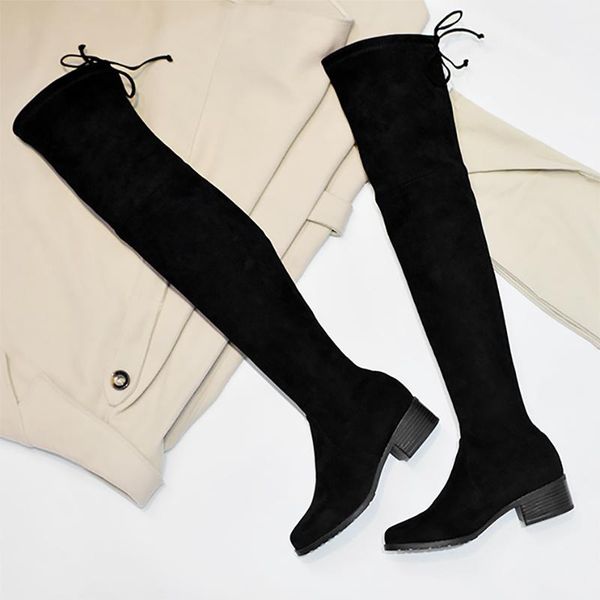 boots women's style round toe thick heel elastic flat shoes cover wearing back lace up sewing fashion knee high, Black
boots women's style round toe thick heel elastic flat shoes cover wearing back lace up sewing fashion knee high, Black