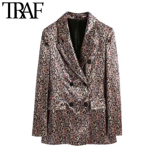 women fashion double breasted paisley print velvet blazer coat vintage long sleeve female outerwear chic 210507, White;black
women fashion double breasted paisley print velvet blazer coat vintage long sleeve female outerwear chic 210507, White;black