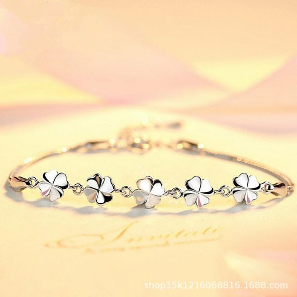 s925 sterling silver four leaf grass female bracelet plain flower hand jewelry, Black
s925 sterling silver four leaf grass female bracelet plain flower hand jewelry, Black