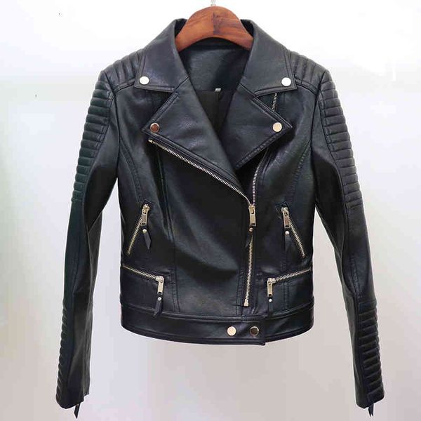 women's leather & faux high street est fashion female rider biker jacket synthetic motorcycle tesv, Black
women's leather & faux high street est fashion female rider biker jacket synthetic motorcycle tesv, Black