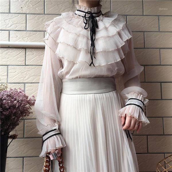 women's blouses & shirts ruffles stand collar see-through mesh lace blouse bowtie puff sleeve 2pcs women fashion summer chemise mujer b, White
women's blouses & shirts ruffles stand collar see-through mesh lace blouse bowtie puff sleeve 2pcs women fashion summer chemise mujer b, White