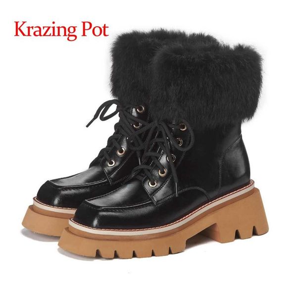 boots krazing pot genuine leather fur square toe thick bottom platform winter keep warm england style brand ankle l69, Black
boots krazing pot genuine leather fur square toe thick bottom platform winter keep warm england style brand ankle l69, Black