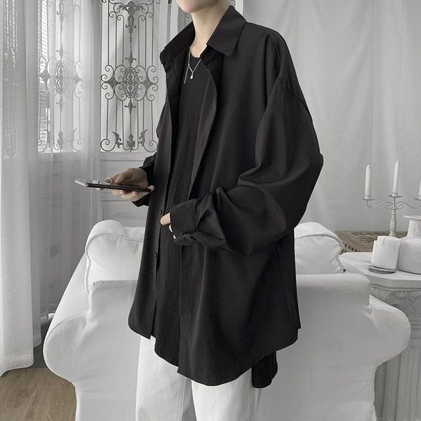 men's casual shirts selling product in 2021 fall long sleeve shirt loose trend camisas para hombre clothing, White;black
men's casual shirts selling product in 2021 fall long sleeve shirt loose trend camisas para hombre clothing, White;black