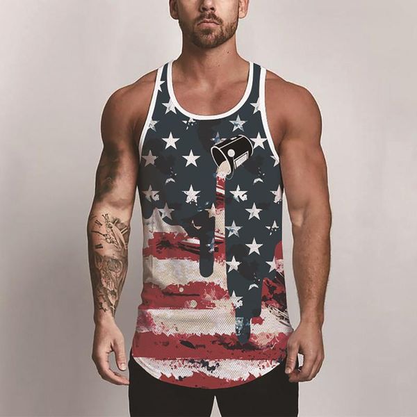 men' tank independence day print o-neck sleeveless blouse vest men stripped sports casual fitness, White;black
men' tank independence day print o-neck sleeveless blouse vest men stripped sports casual fitness, White;black