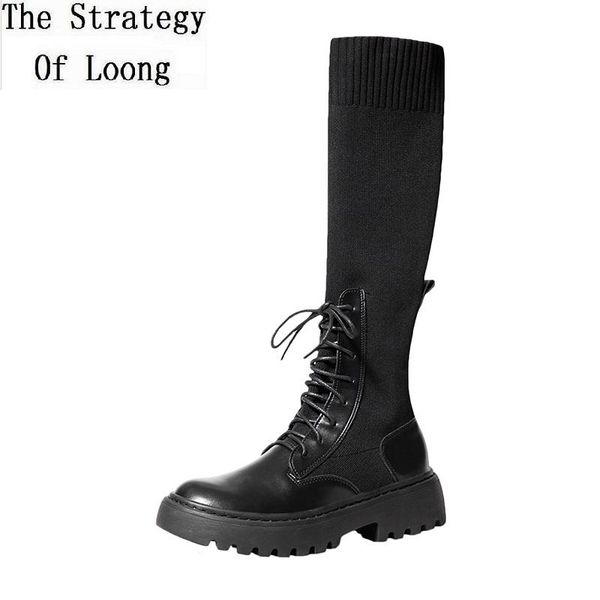 boots spring autumn slim women genuine leather knee-high long ladies platform breathable stretch fabric sock 20210302, Black
boots spring autumn slim women genuine leather knee-high long ladies platform breathable stretch fabric sock 20210302, Black