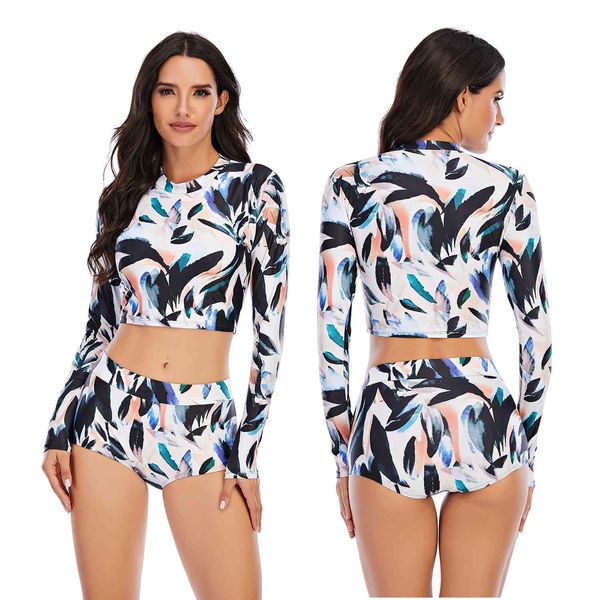 women's bikini swimwear surfsuit split long sleeve sunscreen oney 5558, White;black
women's bikini swimwear surfsuit split long sleeve sunscreen oney 5558, White;black